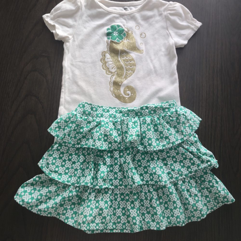 Gymboree Green Floral Skirt